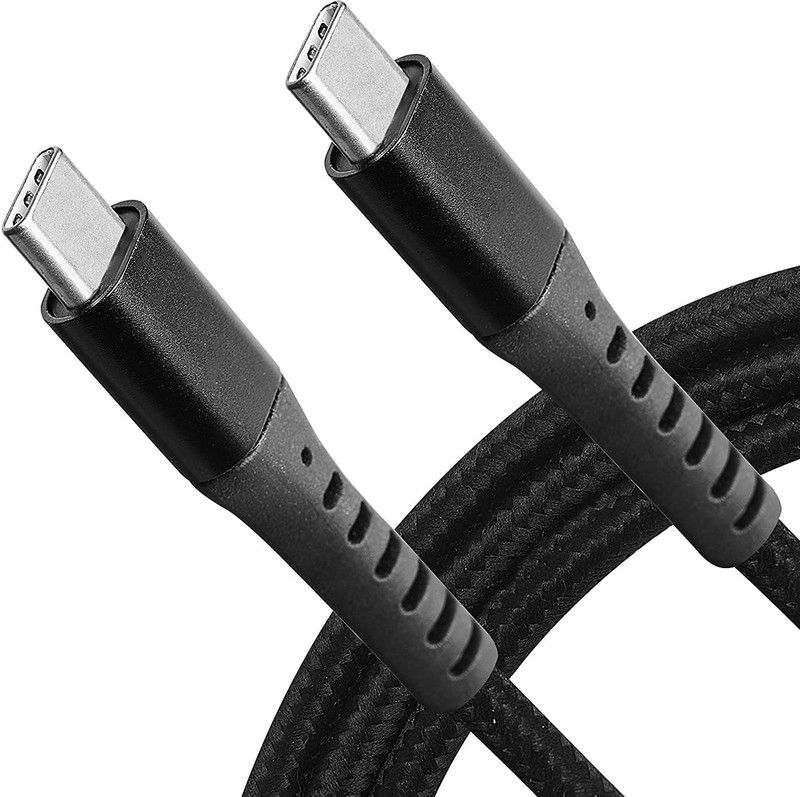 Tarkan Type C to C 100W PD 5A Braided Data & Fast Charging Cable For iPad, MacBook, Other USB C Devices (6.6ft, Black) Power Meter for Cables