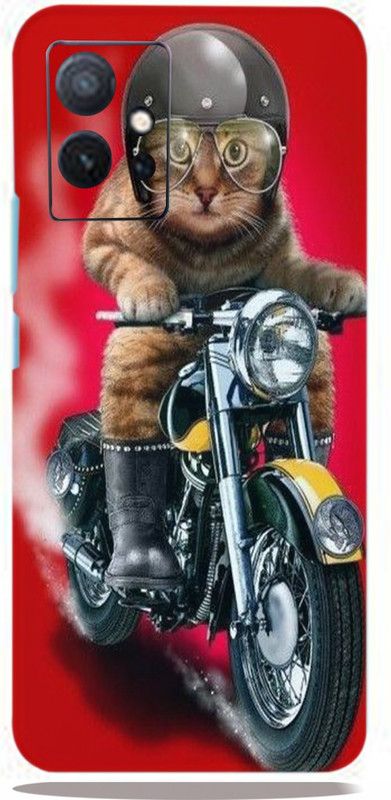 Mclaxa Biker Cat Designer Mobile Back Skin, Biker Cat, IQOO Z6 5G Mobile Skin  (Biker Cat Skin With Super Matte Finish)