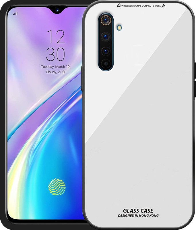 ELEF Back Cover for Realme XT Luxurious 9H Toughened Mirror Glass Back Case Shockproof TPU Bumper  (White, Rugged Armor, Pack of: 1)