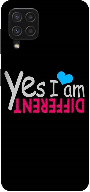UMPRINT Back Cover for Samsung Galaxy F22, Yes I Am Different Text Printed Back Cover  (Multicolor, Shock Proof, Pack of: 1)