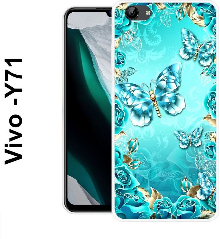 SIMAWAT Back Cover for Vivo Y71, Vivo Y71i  (Blue, Gold, Grip Case, Silicon)