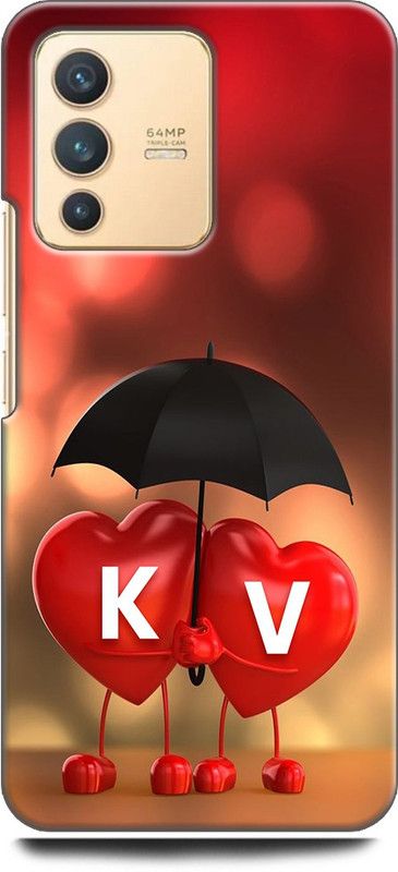 KEYCENT Back Cover for Vivo V23 Pro 5G, V2132 K V, K LOVES V, NAME, ALPHABET, KV LOVE, HART, BLUE  (Multicolor, Shock Proof, Pack of: 1)