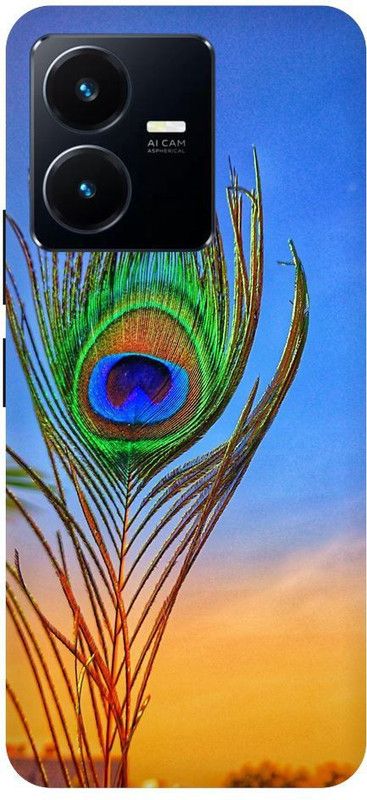URCHIN Back Cover for Vivo Y22 Morpankh-Feather-Krishna-Pankh-19091  (Multicolor, Shock Proof, Pack of: 1)