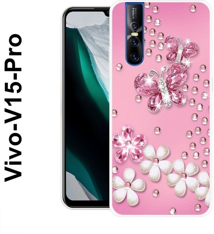 SHIVKUDI Back Cover for Vivo V15 Pro  (Pink, White, Grip Case, Silicon)