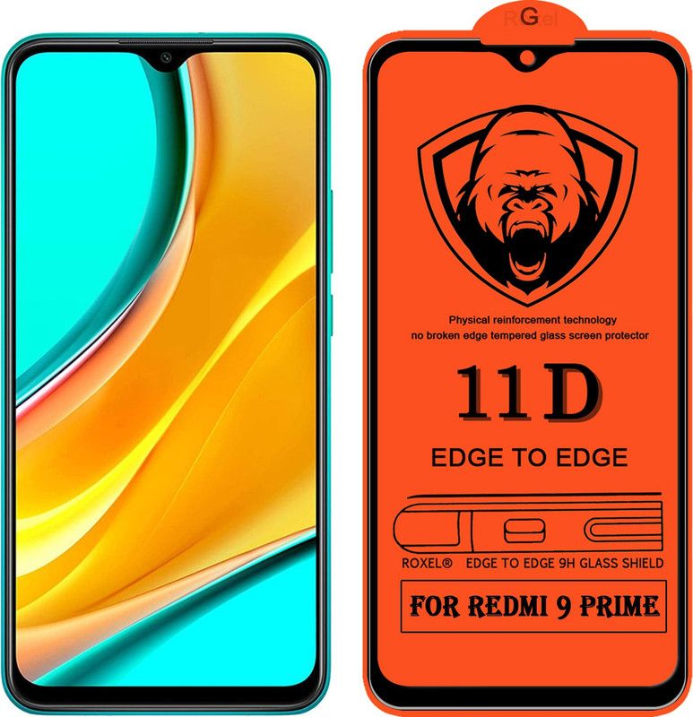 Roxel Edge To Edge Tempered Glass for Redmi 9 Prime  (Pack of 1)