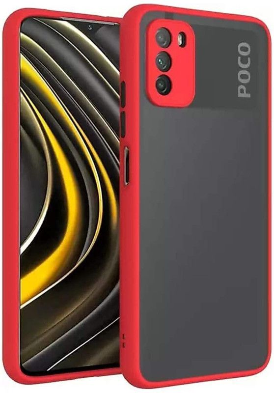 RUNICHA Back Cover for Poco M3  (Red, Camera Bump Protector, Pack of: 1)
