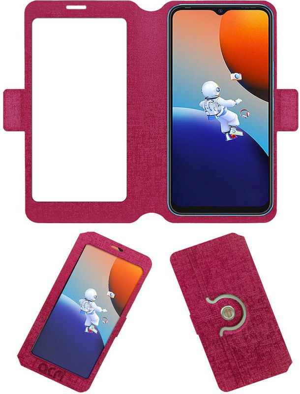 ACM Flip Cover for Tecno Spark 9  (Pink, Cases with Holder, Pack of: 1)
