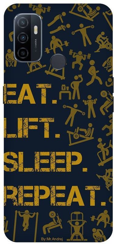 URCHIN Back Cover for Oppo A53 Eat Sleep Gym Repeat, Gym, Gym love, bodybuilding, motivational  (Multicolor, Shock Proof, Pack of: 1)
