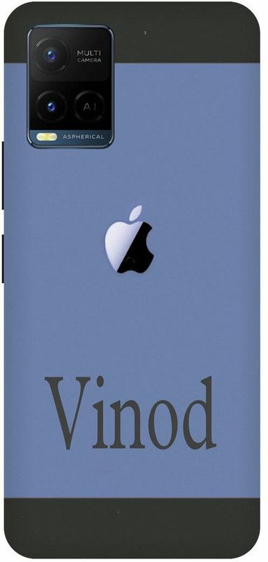 COVERJET Back Cover for VIVO T1X- V2143-APPLE- LOGO- VINOD- NAME- PATTERN  (Blue, Hard Case, Pack of: 1)