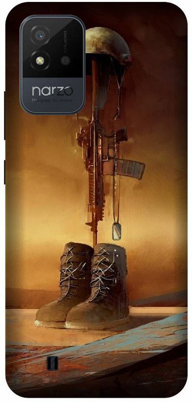 3D U PRINT Back Cover for Realme Narzo 50i ,RMX3231 , Army Pattern,indian army,printed back cover  (Yellow, Hard Case, Pack of: 1)
