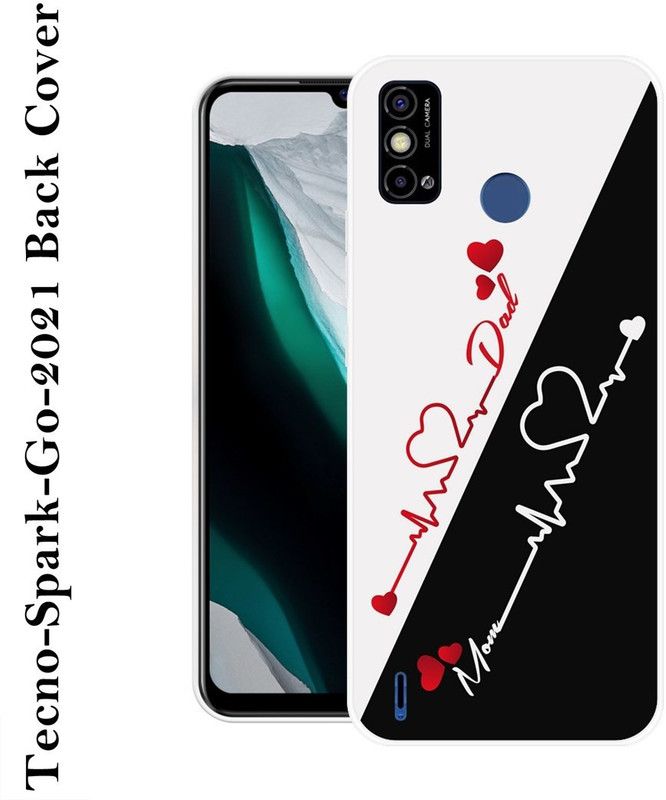 SHIVKUDI Back Cover for Tecno Spark Go 2021  (Black, White, Silicon)