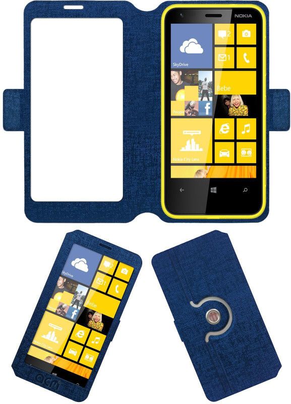 ACM Flip Cover for Nokia Lumia 620  (Blue, Cases with Holder, Pack of: 1)