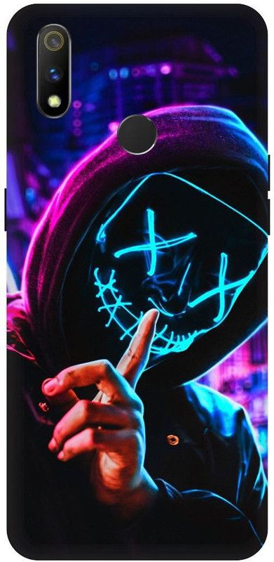 THE NARAYANA COLLECTIONS Back Cover for REALME 3-RMX1825-NEON,SMILE,MASK,MARSHMELLO,JOKER  (Multicolor, Hard Case, Pack of: 1)