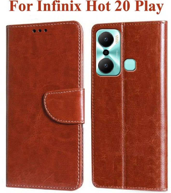 Krumholz Flip Cover for Infinix Hot 20 Play  (Brown, Dual Protection, Pack of: 1)