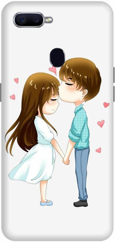 DIKRO Back Cover for OPPO F9 Pro, CPH1823, CUTE, COUPLE, LOVELY, KISS, COUPLE, GIRL, BOY, LOVE  (White, Hard Case, Pack of: 1)