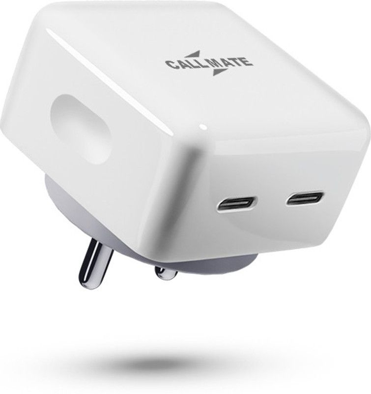 Callmate 40 W PD 4 A Mobile 40W PD Ultra-Compact USB C Wall Charger With Type C cable for All Type C Devices Charger with Detachable Cable  (White)