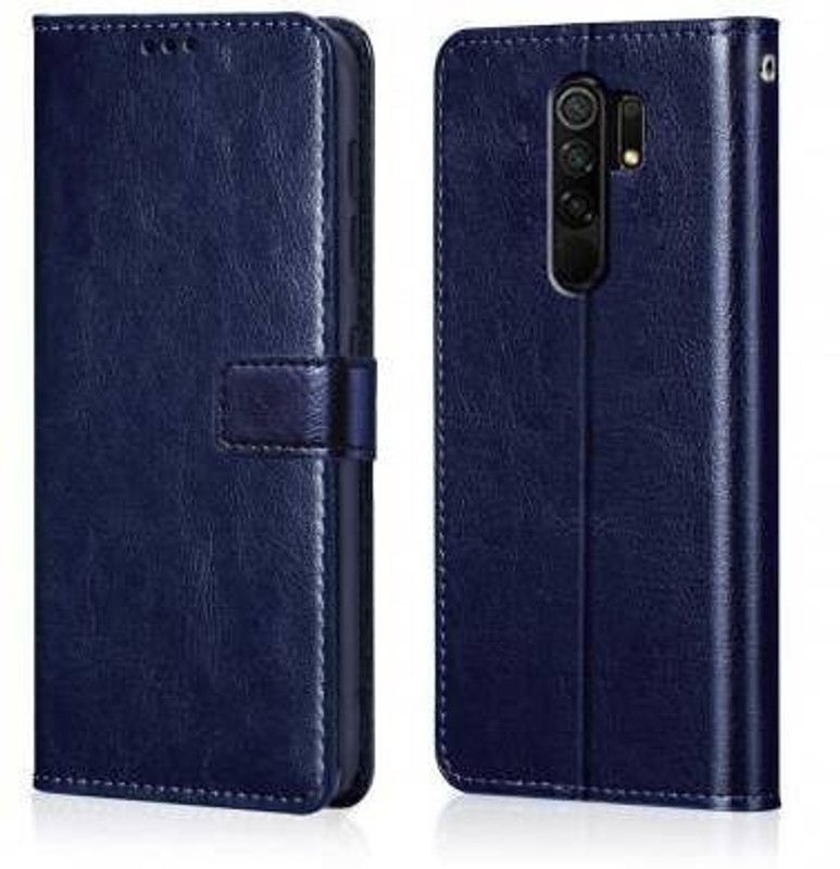 kentop Flip Cover for MI REDMI 9 PRIME  (Blue, Magnetic Case, Pack of: 1)