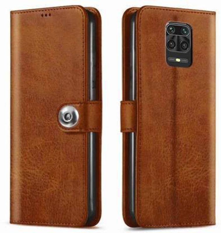Mycos Flip Cover for REDMI Note 9 Pro  (Brown, Dual Protection, Pack of: 1)