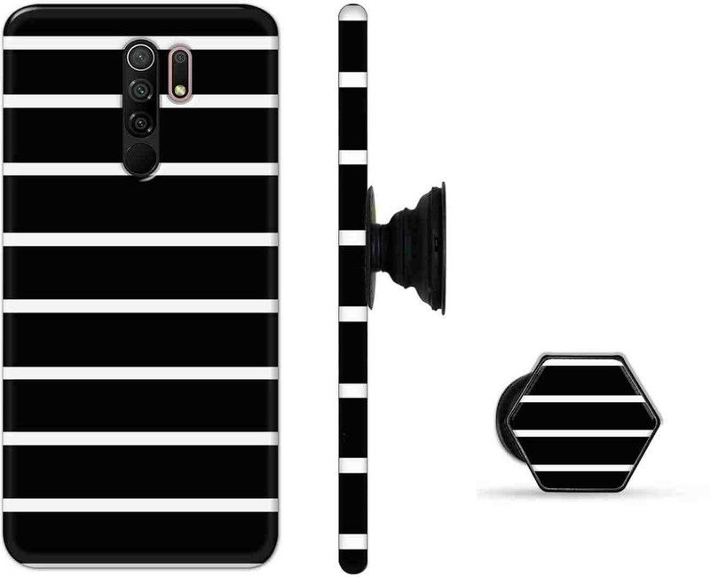 ChicShell Back Cover for Mi Redmi 9 Prime, Poco M2 Reloaded  (Black, White, Cases with Holder, Pack of: 2)