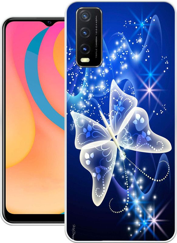 Print maker Back Cover for Vivo Y20i  (Blue, Grip Case, Silicon, Pack of: 1)