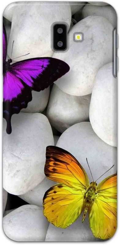 NDCOM Back Cover for Samsung Galaxy J6 Plus Butterflys On Stone Printed  (Multicolor, Hard Case, Pack of: 1)
