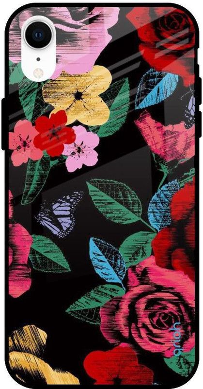 QRIOH Glass Back Cover for Apple iPhone XR  (Multicolor, Grip Case, Silicon, Pack of: 1)
