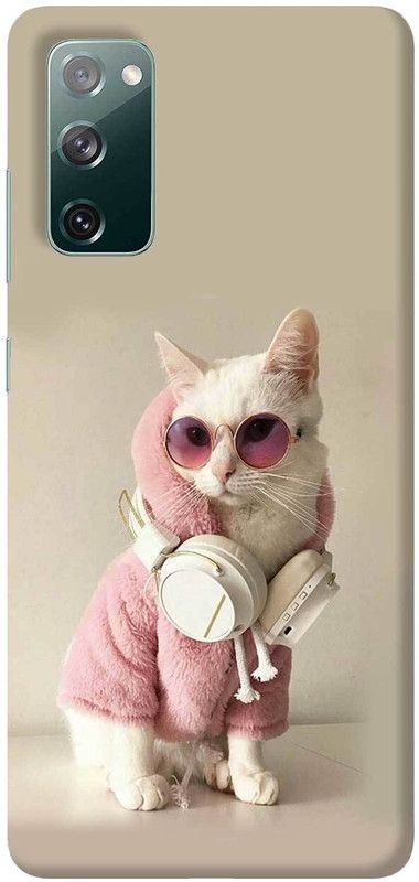 NDCOM Back Cover for SAMSUNG Galaxy S20 FE 5G Beautiful Cat with Headphones Printed  (Multicolor, Hard Case, Pack of: 1)