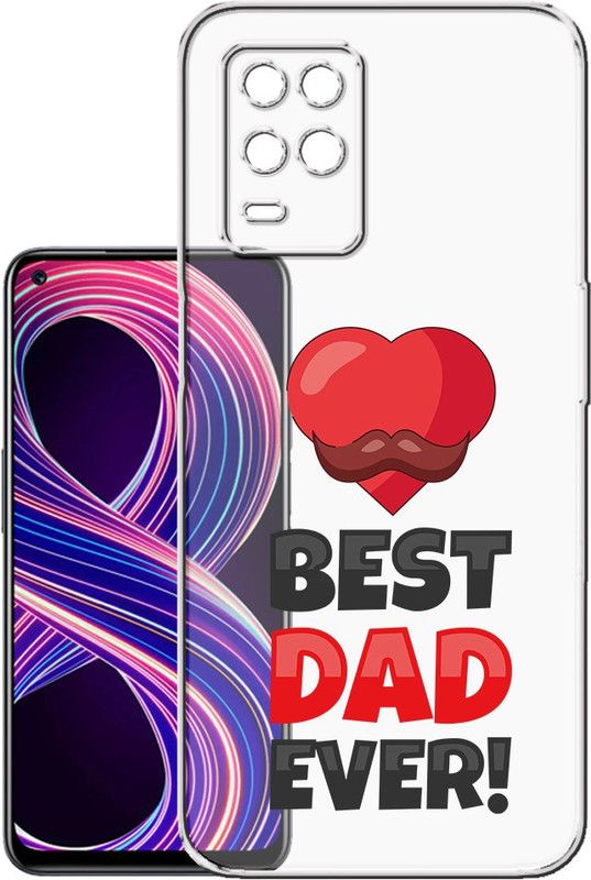 HANIRY Back Cover for Realme 8 / RMX3085 mobile cover | BEST DAD EVER TEXT | Design | PNG_88  (Multicolor, Flexible, Silicon, Pack of: 1)