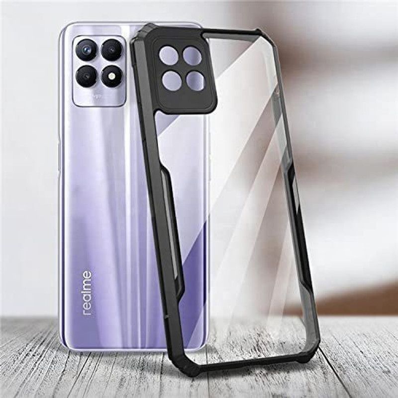 Gemesha Back Cover for Realme 8i  (Black)