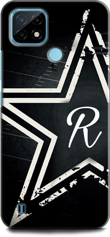 INDICRAFT Back Cover for Realme C21Y, RMX3261 R, R LETTER, STAR, BLACK, ALPHABET  (Multicolor, Dual Protection, Pack of: 1)