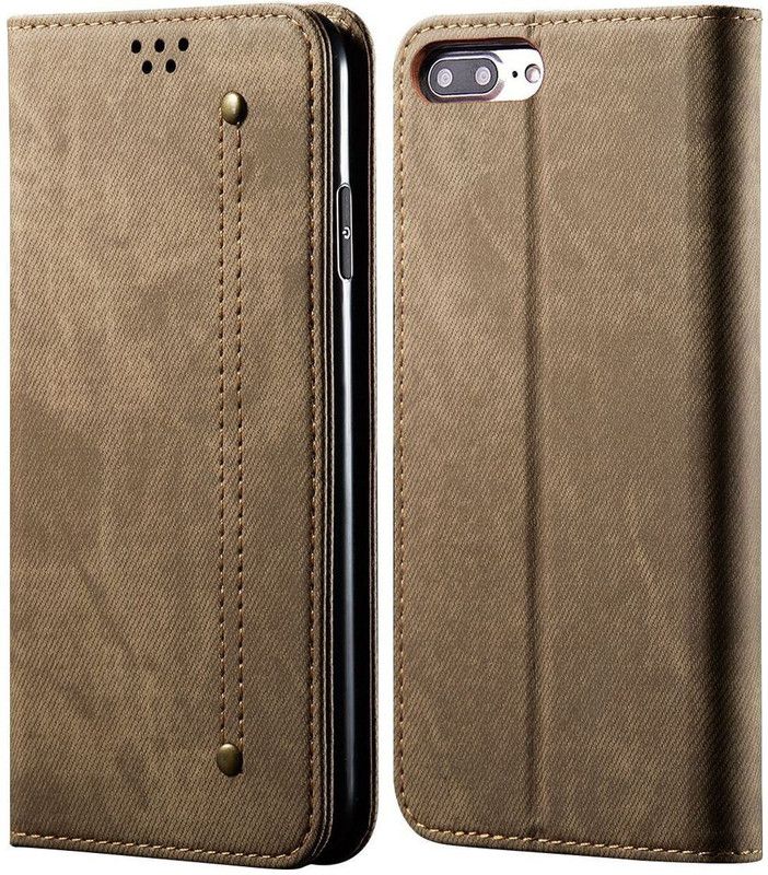 Pirum Wallet Case Cover for Apple iPhone 7 Plus / iPhone 8 Plus (5.5 Inch)  (Khaki, Magnetic Case, Pack of: 1)