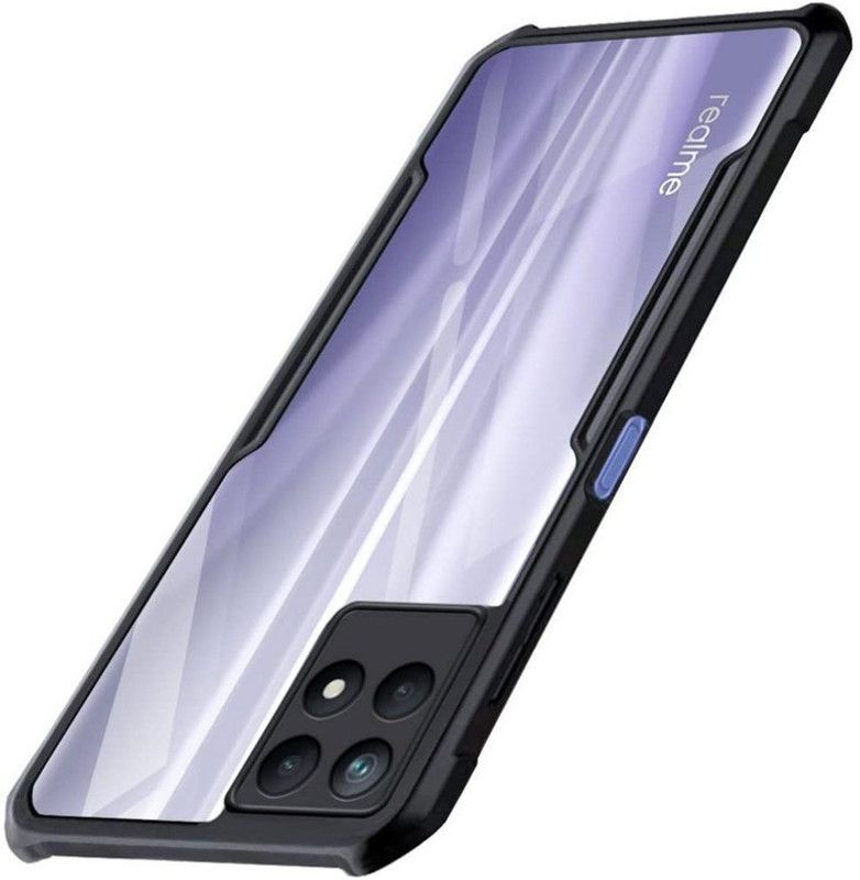 Aarnu Back Cover for Realme 8i  (Transparent, Black, Dual Protection, Pack of: 1)