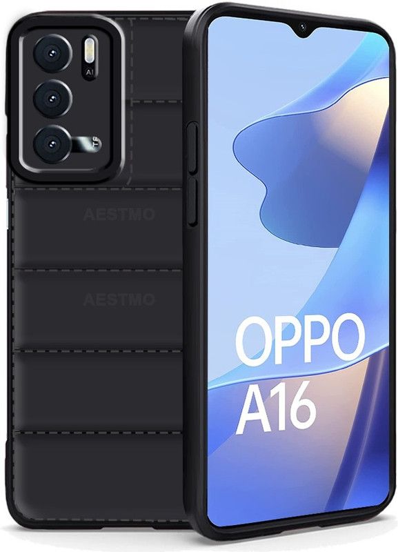AESTMO Back Cover for Oppo A16  (Black, Dual Protection, Silicon, Pack of: 1)