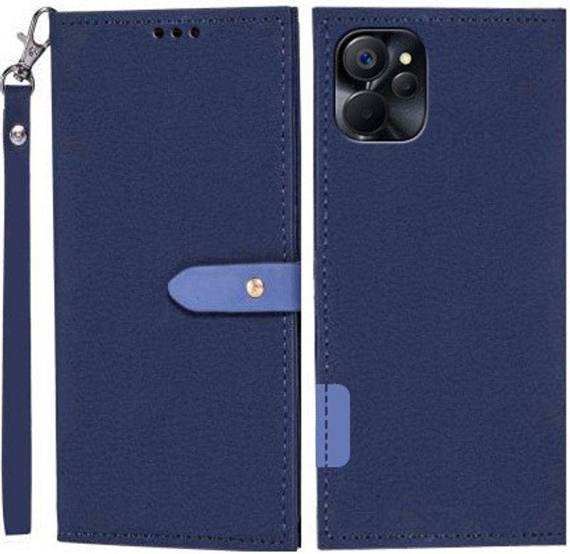 Krofty Flip Cover for Realme 9i 5G  (Blue, Cases with Holder, Pack of: 1)
