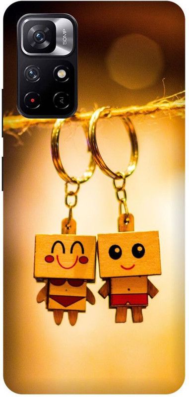 DIKRO Back Cover for POCO M4 Pro 5G, KEY, CHAIN, HEART, SHAPE, LOVE, FOREVER, TOGETHER  (Yellow, Hard Case, Pack of: 1)