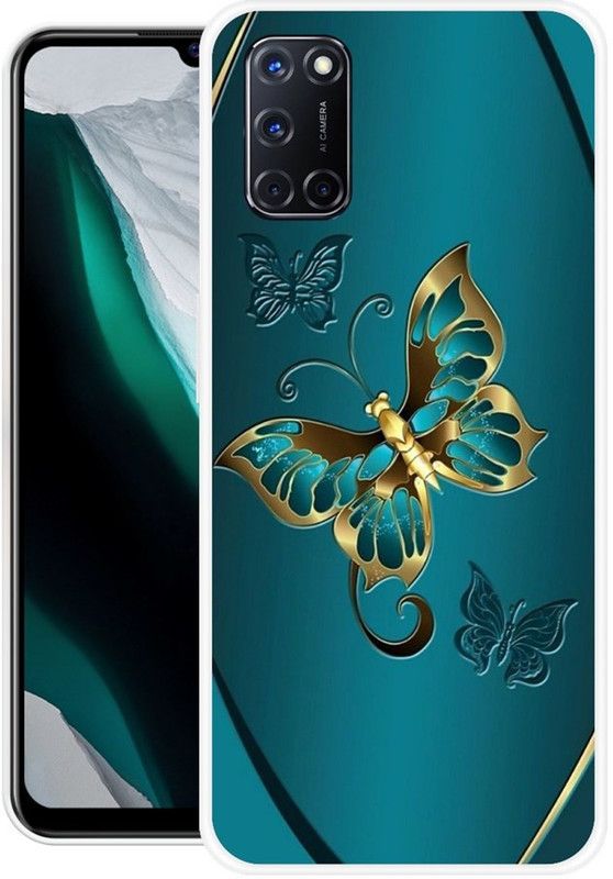 Krtagy Back Cover for Oppo A52  (Blue, Gold, Silicon, Pack of: 1)