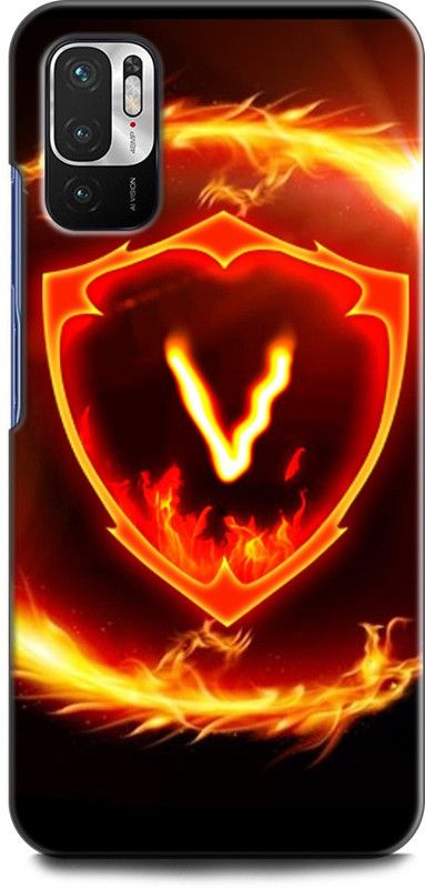 INDICRAFT Back Cover for REDMI Note 10T 5G V, V LETTER, FIRE, V NAME, V ALPHABET  (Multicolor, Dual Protection, Pack of: 1)