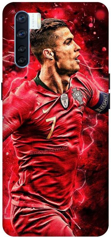 UMPRINT Back Cover for Oppo F15 Ronaldo Cristino Football CR7 Printed Back Cover  (Multicolor, Hard Case, Pack of: 1)