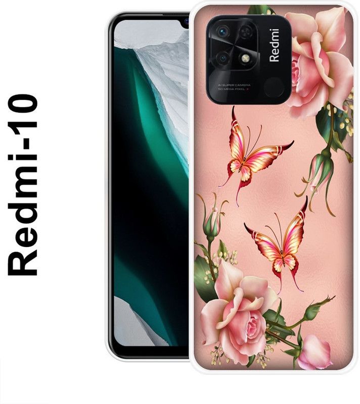 REDFLY Back Cover for Redmi 10  (Pink, Green, Silicon)