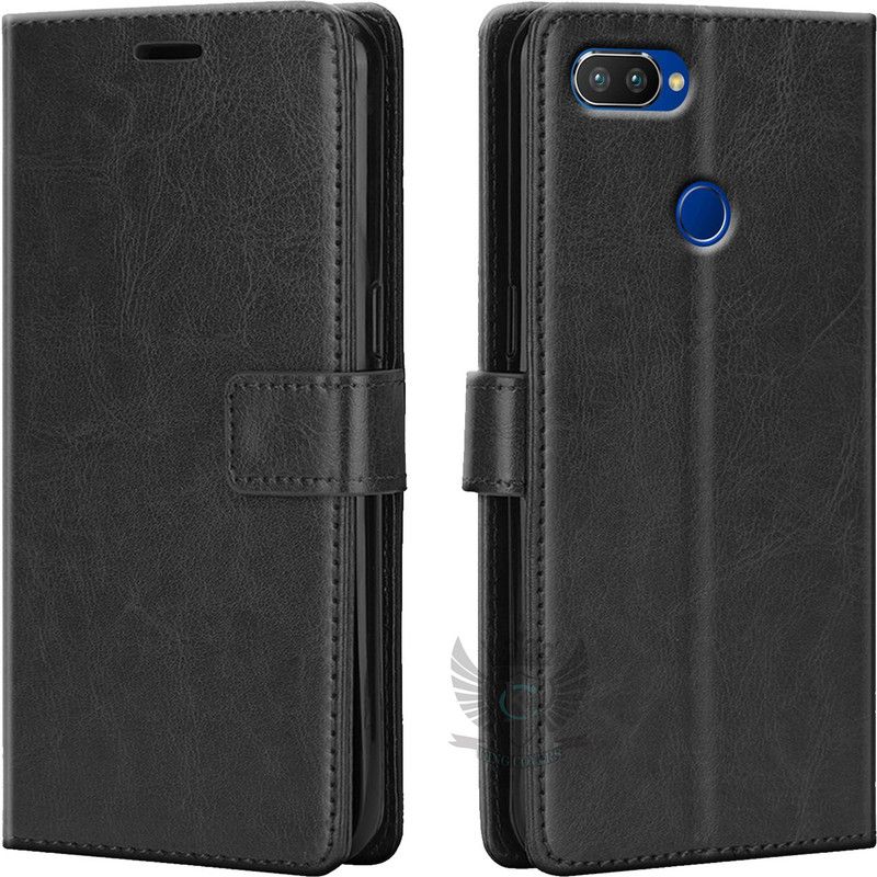 KING COVERS Flip Cover for Oppo A5| Inside TPU with Card Pockets | Wallet Stand | Magnetic Closure  (Black, Hard Case)