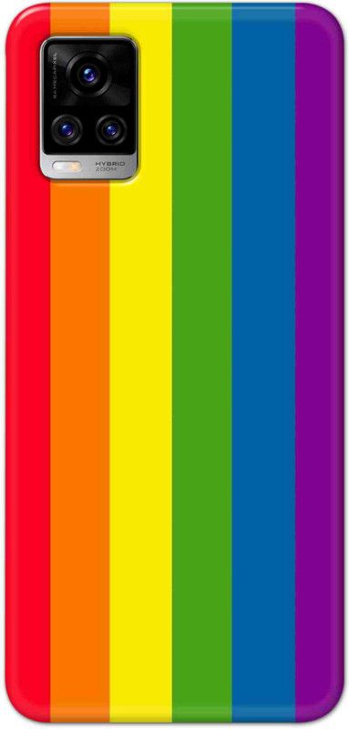 NDCOM Back Cover for Vivo V20 Pro Stripes Rainbow Colors Printed  (Multicolor, Hard Case, Pack of: 1)