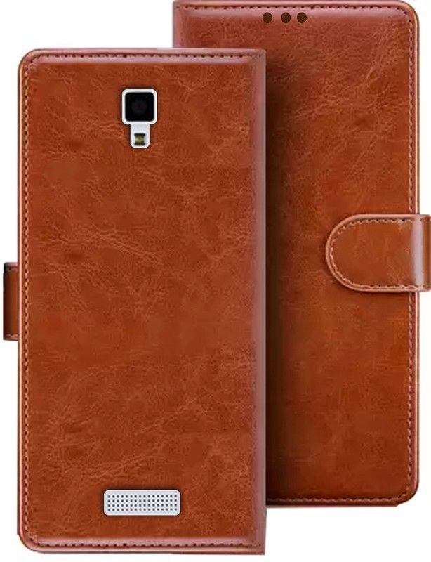 HANIRY Flip Cover for Gionee P4 flip cover | P4 flip cover | Brown  (Brown, Magnetic Case, Pack of: 1)