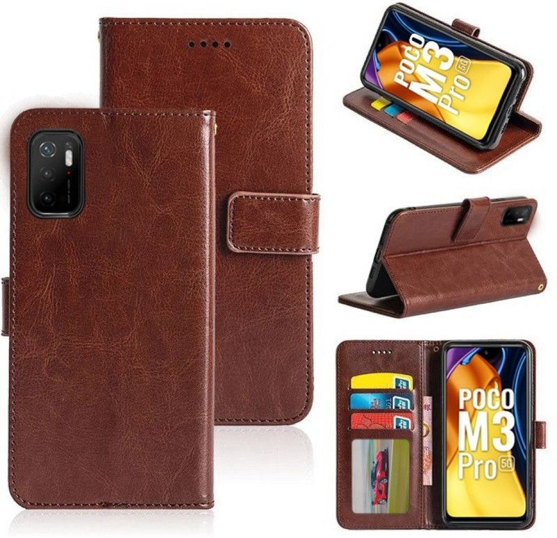 Frazil Flip Cover for Poco M3 Pro 5G, Mi Redmi Note 10T 5G  (Brown)
