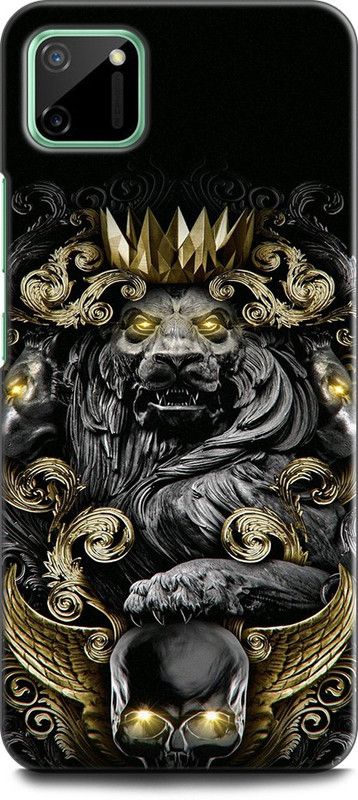 INDICRAFT Back Cover for Realme C11, RMX2185 LION, CROWN, GOLDEN, THE KING OF JUNGAL, ANIMAL, ART  (Multicolor, Shock Proof, Pack of: 1)
