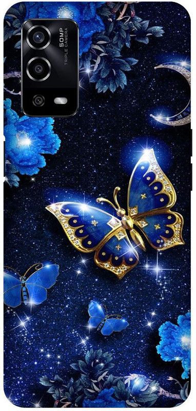 UMPRINT Back Cover for Oppo A55/CPH2325, Moon ButterFly Gold Printed Back Cover  (Multicolor, Hard Case, Pack of: 1)