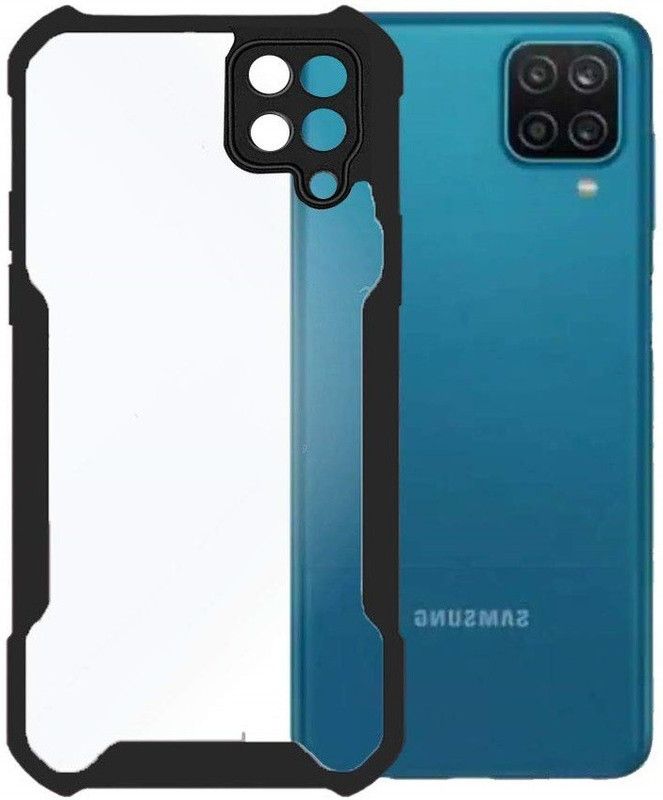 Phone Back Cover Pouch for Samsung A12, Galaxy A12  (Black, Transparent, Grip Case, Pack of: 1)
