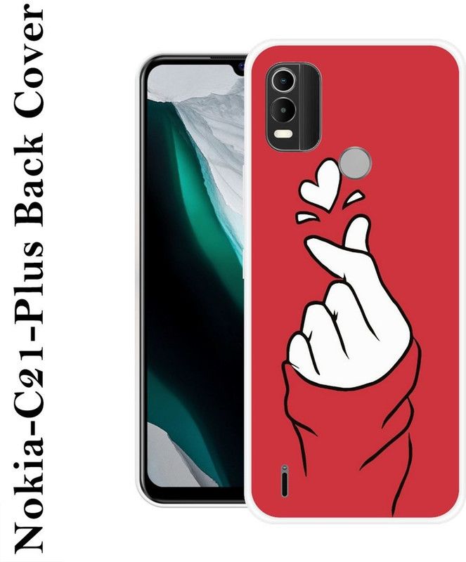 JATLAND Back Cover for Nokia C21 Plus  (Red, White, Grip Case, Silicon, Pack of: 1)