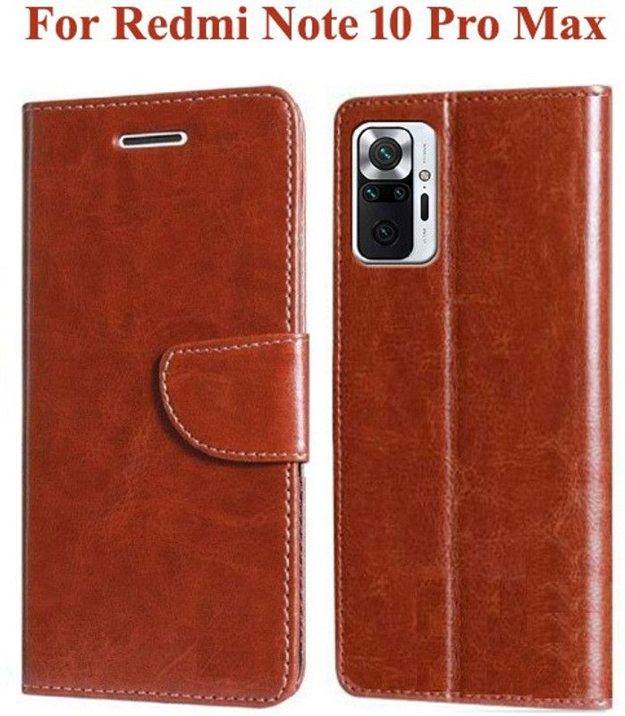 Krumholz Flip Cover for Redmi Note 10 Pro, Redmi Note 10 Pro Max  (Brown, Dual Protection, Pack of: 1)
