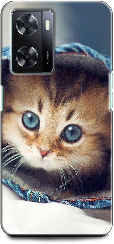 INDICRAFT Back Cover for OPPO A77s, CPH2473 CUTE CATE, LITTILE CAT, BLUE EYES  (Multicolor, Shock Proof, Pack of: 1)