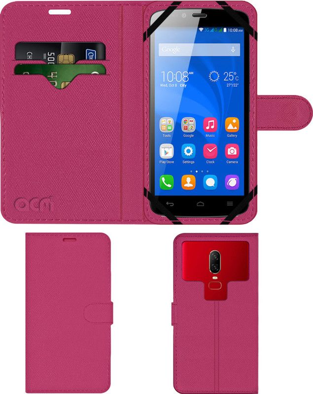 ACM Flip Cover for Honor Holly  (Pink, Cases with Holder, Pack of: 1)